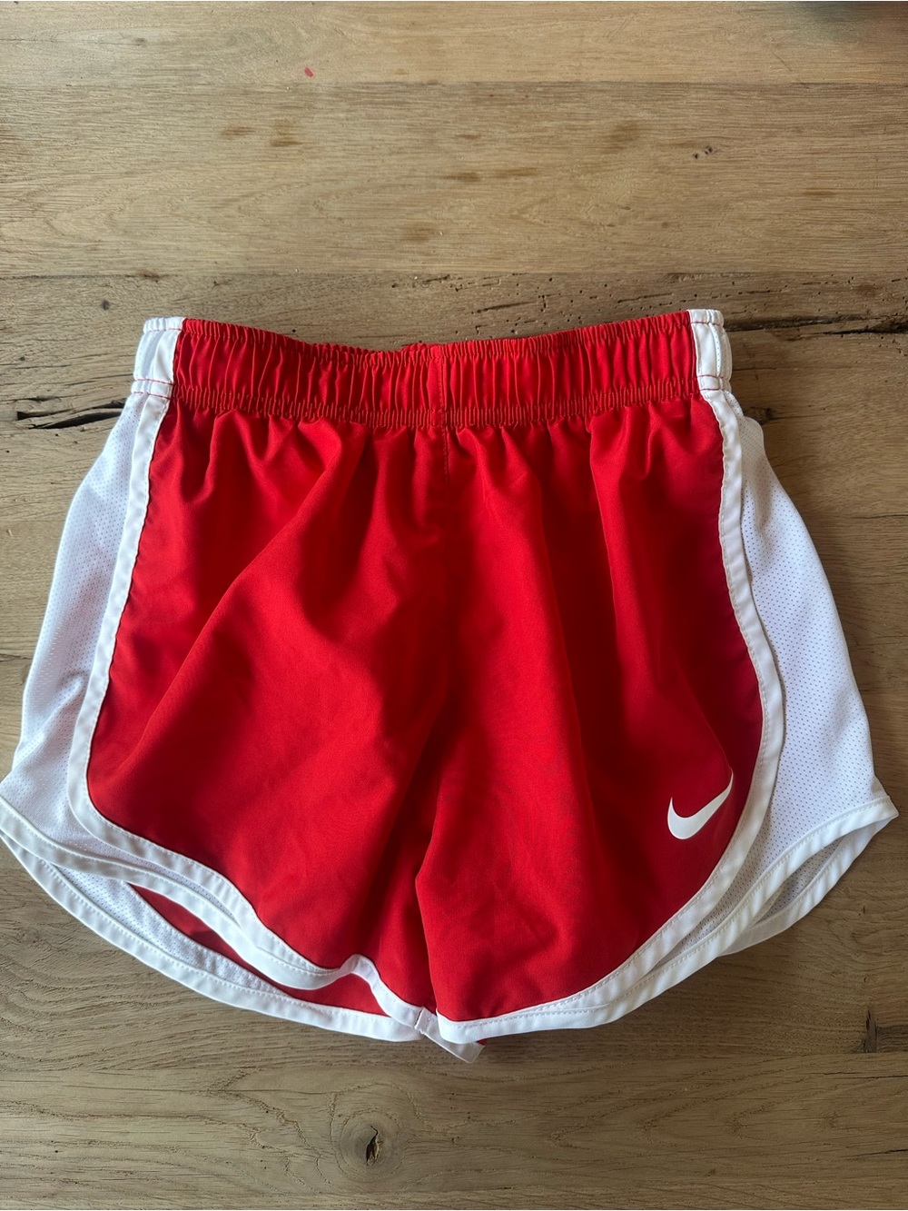 Nike Red Tempo Shorts with White Panels